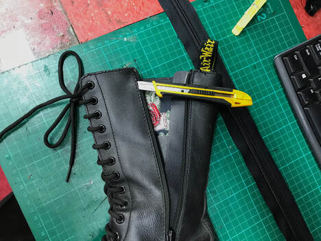 Removing worn heel on shoe